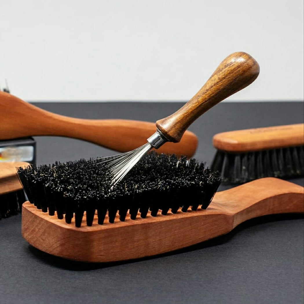 MIKE N DAD Hair Brush Cleaner Tool with Metal Wire Rake Wooden Handle –  Mike N Dad